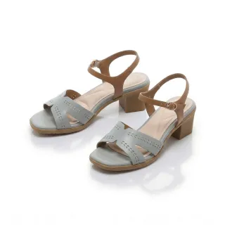 【FAIR LADY】芯太軟 沁涼鏤空交叉帶粗跟涼鞋(藍/2B3203 女鞋)