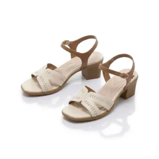 【FAIR LADY】芯太軟 沁涼鏤空交叉帶粗跟涼鞋(白/2B3203 女鞋)