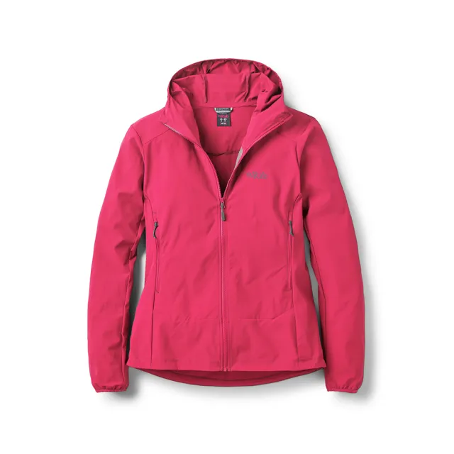 【RAB】Borealis Hoody Wmns 彈性防風透氣連帽外套 女款 西瓜紅 #QWS77