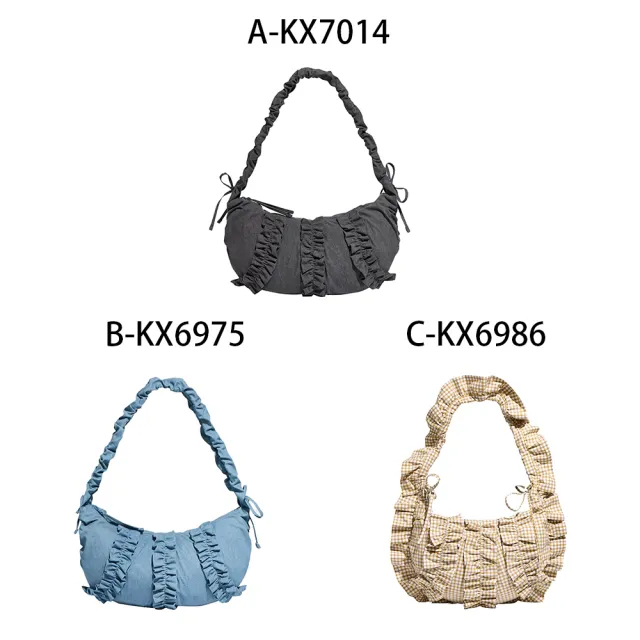 【adidas 愛迪達】荷葉邊 肩背包 斜背包 DENIM RUFF BAG 男女 A-KX7014 B-KX6975 C-KX6986