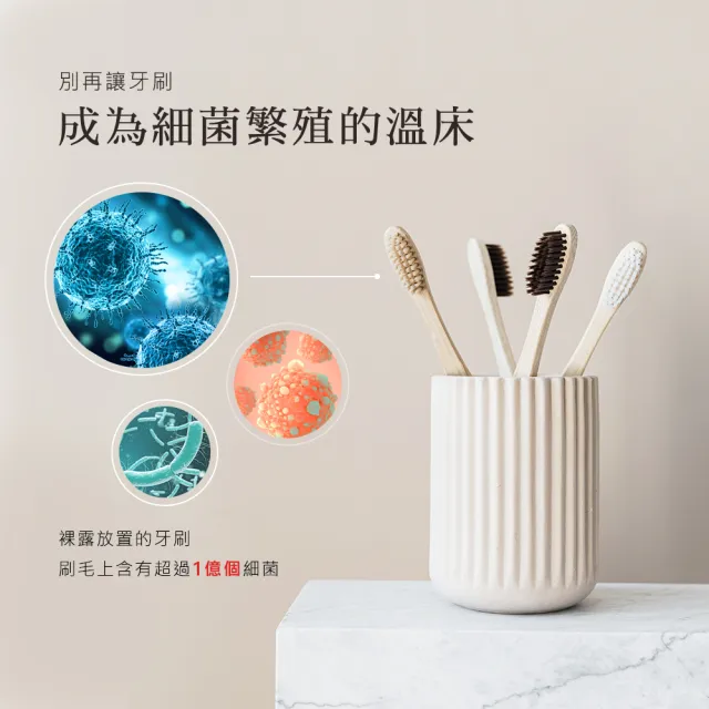 【Arlink】官方旗艦店 2入組 TS65 智慧紫外線消毒烘乾牙刷架(插電式/殺菌/速乾/乾淨/安全/宿舍)