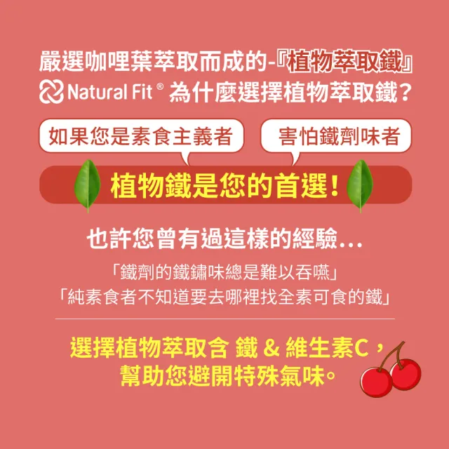 【Natural Fit 活粒適】植物萃取含鐵&維生素C膠囊 60粒(素食 咖哩葉萃取植物鐵 補鐵)