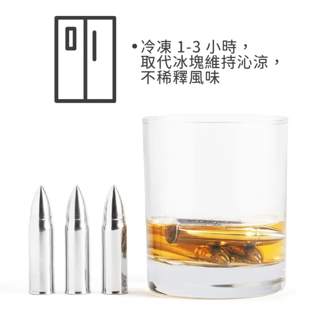 【Outset】美國 附盒不鏽鋼威士忌冰石6入 彈型 / 冰磚 冰酒石