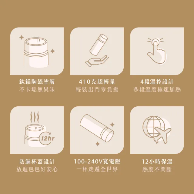 【KINYO】四季溫控快煮杯380ML 保溫杯 電熱水杯 燒水杯 加熱杯(國際電壓100-240V WV-KHP1230)