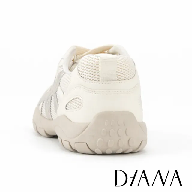 【DIANA】舒適撞色異材質綁帶休閒鞋 白色