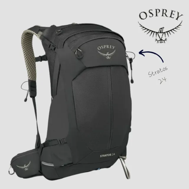 【Osprey】☆2026新改款☆ Stratos 24 透氣網架登山背包 男 Raven Black｜健行背包 多功能戶外運動背包