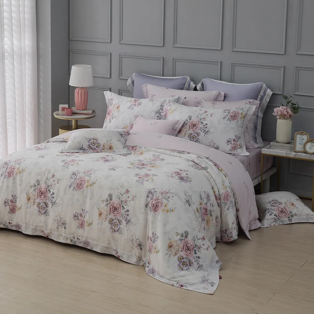 【IN-HOUSE】80支天絲棉薄被套床包組-晨曦花想(特大)