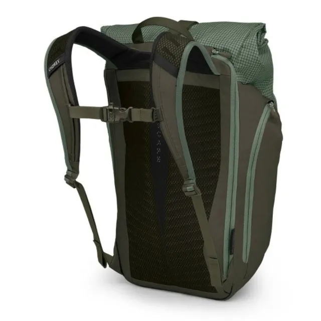 【Osprey】Transporter Roll Top Pack 防潑水通勤旅行後背包 Pine Leaf | 捲式主隔間開口