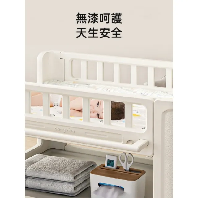 (暖星WarmStar)嬰兒尿佈台 多功能護理台 可移動洗澡盆架 換衣台 0-3歲適用 含乳膠墊+乳膠枕