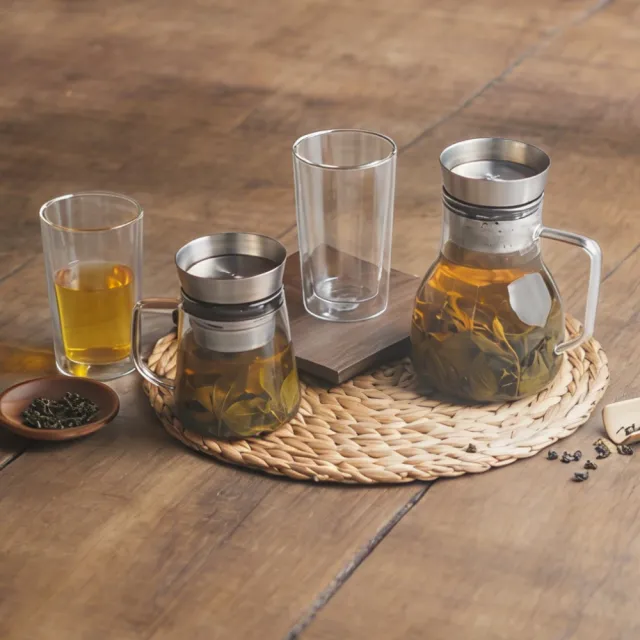 【Driver】大小甘丹茶壺豪華組(泡茶壺 茶具 茶器 茶杯 耐熱玻璃壺 玻璃馬克杯 茶壺茶杯組 送禮推薦)
