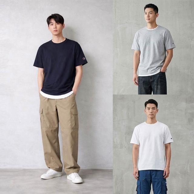 【Champion】官方直營 買一送一 男女款-素面LOGO短袖上衣Tee(選任二入組)