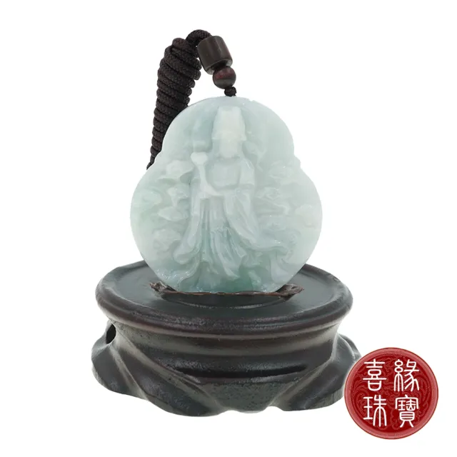 喜緣玉品】天然翡翠玉石祥雲環繞天上聖母媽祖玉珮風水擺設擺件- momo