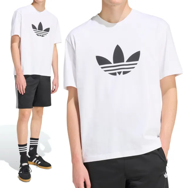 【adidas 愛迪達】Trefoil T-Shirt 男款 白色 運動 休閒 圓領 上衣 短袖 KE0901