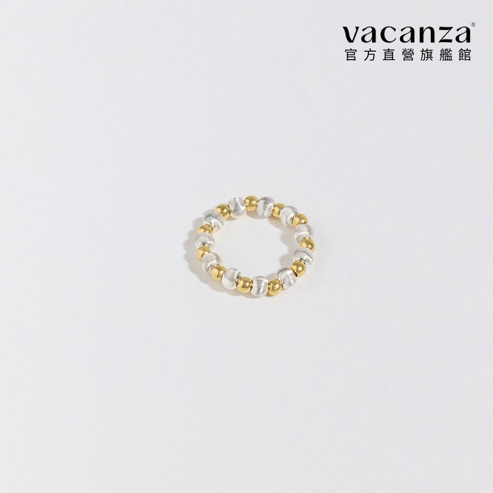 【vacanza】撞色霧銀珠 925純銀飾品 全純銀戒指(抗過敏 生日禮物)