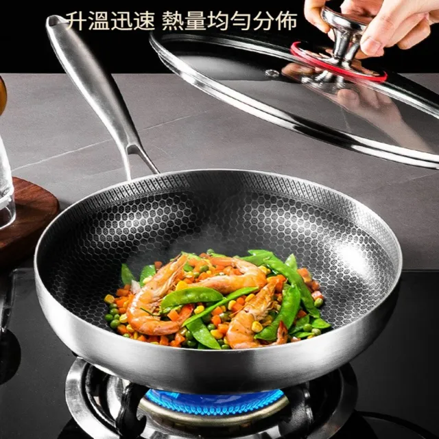 【Quality 聚家】不鏽鋼平底鍋 炒鍋 煎鍋 牛排鍋 不粘鍋 28CM/無塗層/耐酸堿耐腐蝕/導熱迅速/不挑爐竈