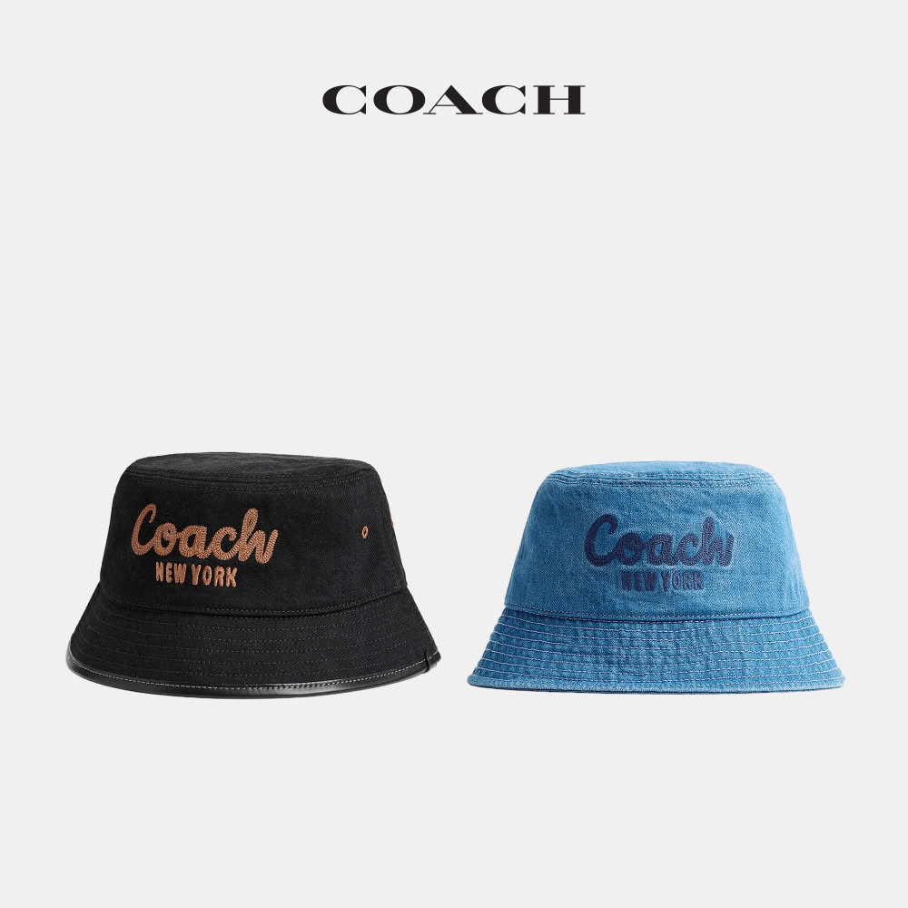 【COACH】蔻馳官方直營 刺繡丹寧漁夫帽-2色任選(CCQ60)