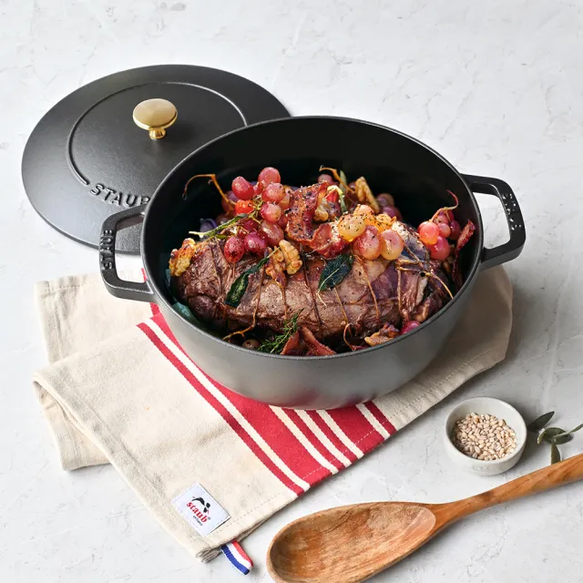 STAUB】迴力釘點琺瑯鑄鐵鍋和食鍋24cm-顏色任選/新舊包裝隨機出貨(德國