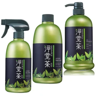 【TEAPOWER 茶寶】淨覺茶 茶籽蔬果碗盤洗潔液800mlx3瓶+地板洗潔液500ml+衛浴清潔液500ml
