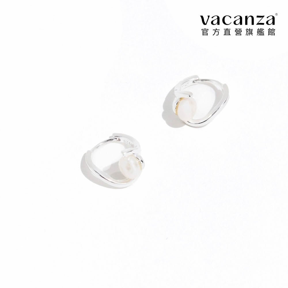 【vacanza】不規則線條 925純銀飾品 純銀耳環 珍珠耳環(抗過敏 生日禮物)