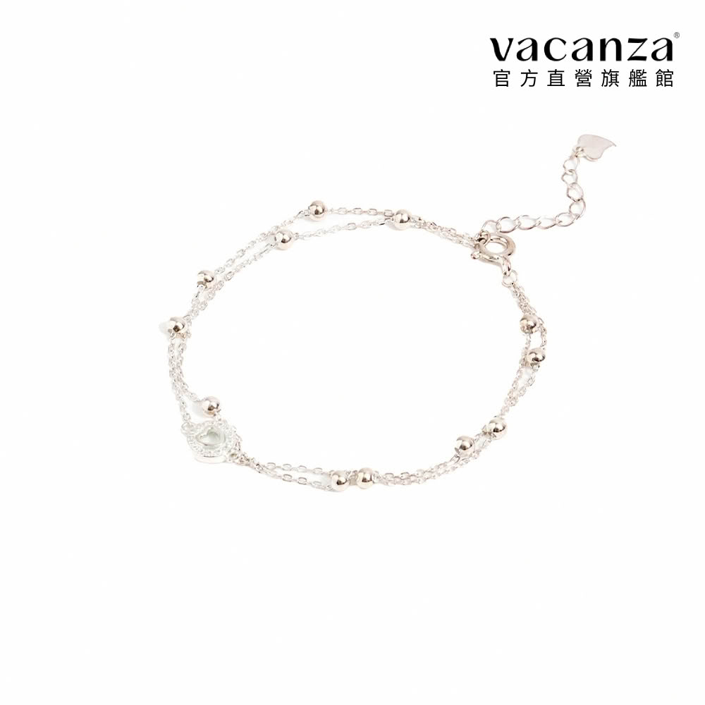 【vacanza】俏皮愛心 925純銀飾品純銀手鍊(抗過敏 生日禮物)
