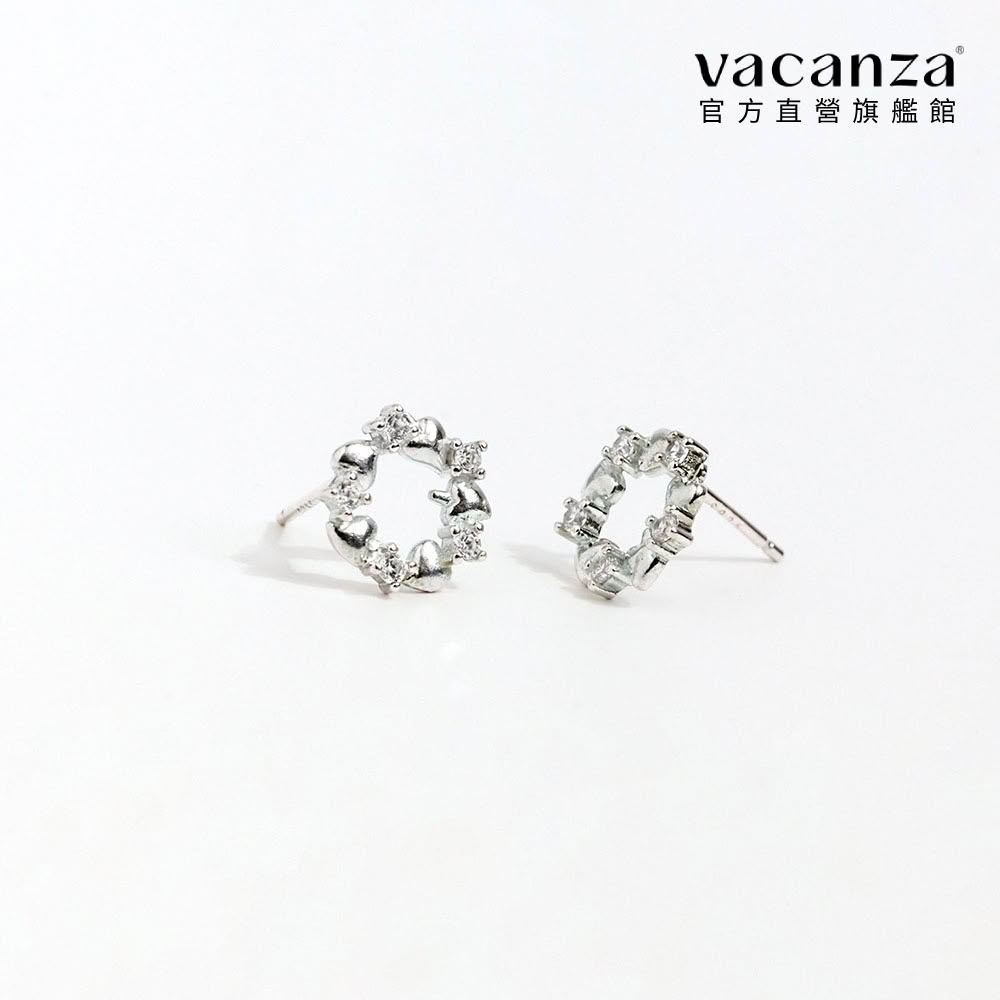 【vacanza】星環水鑽 925純銀飾品 純銀耳環(抗過敏 生日禮物)