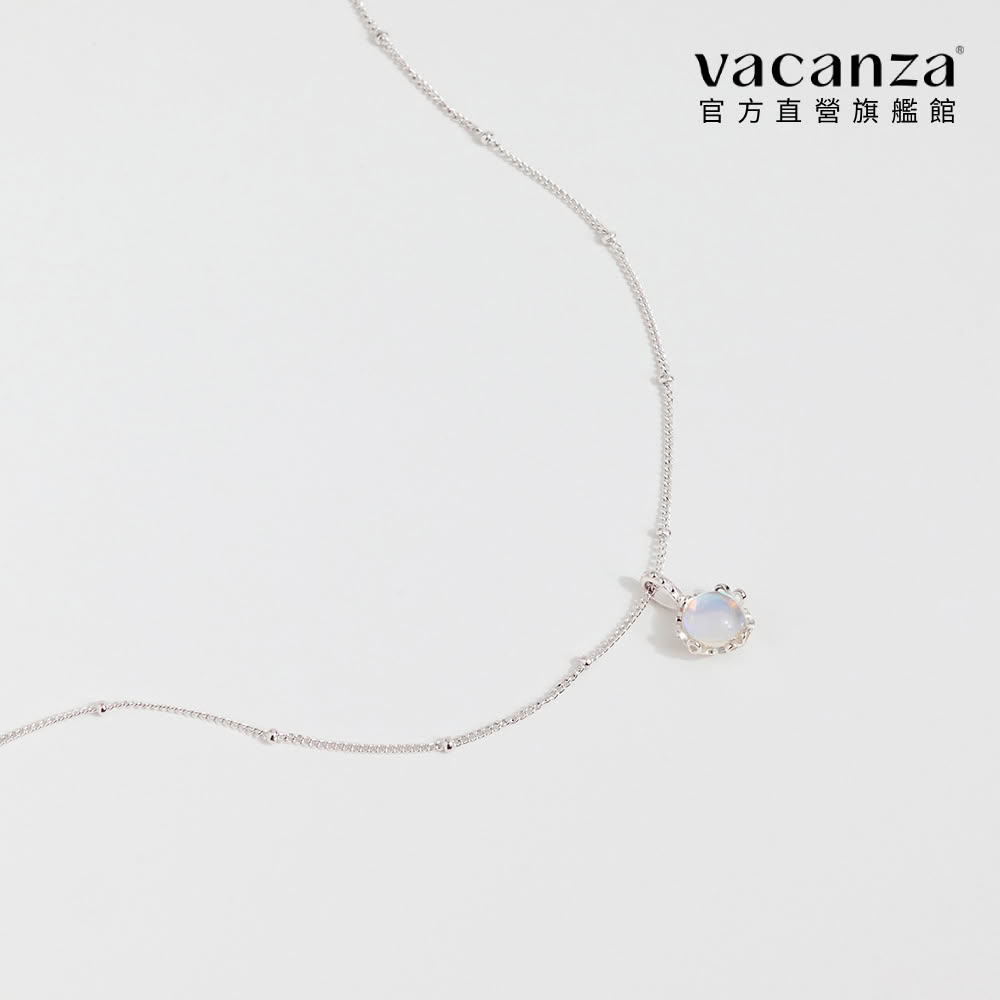 【vacanza】花舞月光石 925純銀飾品 純銀項鍊(抗過敏 生日禮物)