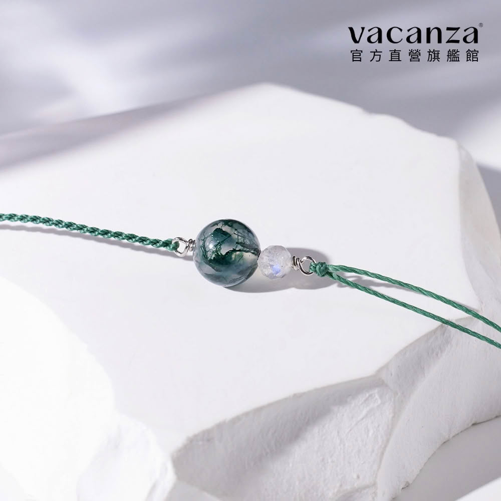 【vacanza】祈願|苔癬瑪瑙 925純銀飾品 水晶手鍊 純銀手鍊(抗過敏 生日禮物)