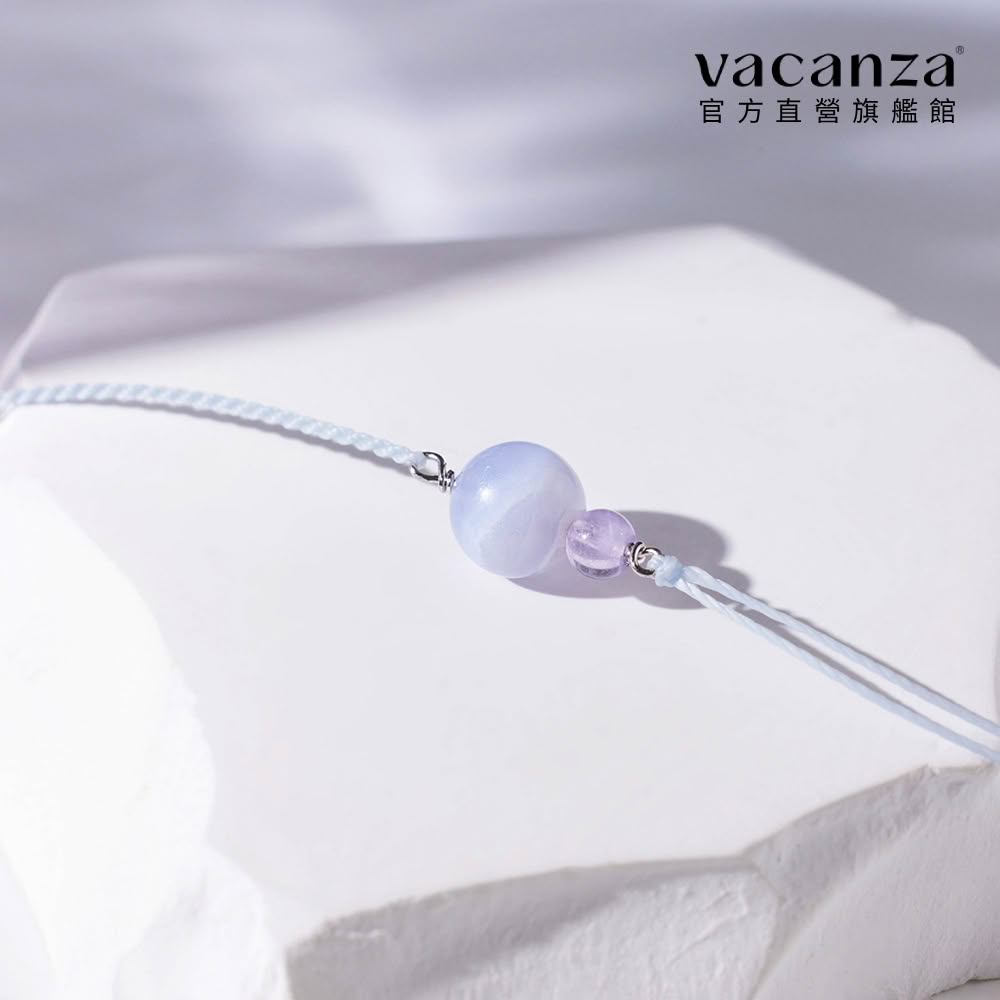 【vacanza】祈願|藍紋瑪瑙 925純銀飾品 水晶手鍊 純銀手鍊(抗過敏 生日禮物)