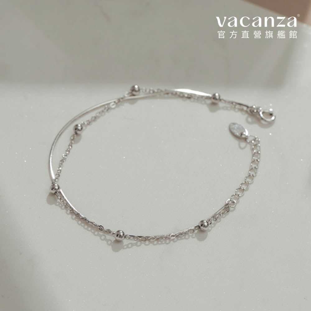 【vacanza】泡泡糖 圓珠雙層 925純銀飾品 純銀手鍊(抗過敏 生日禮物)