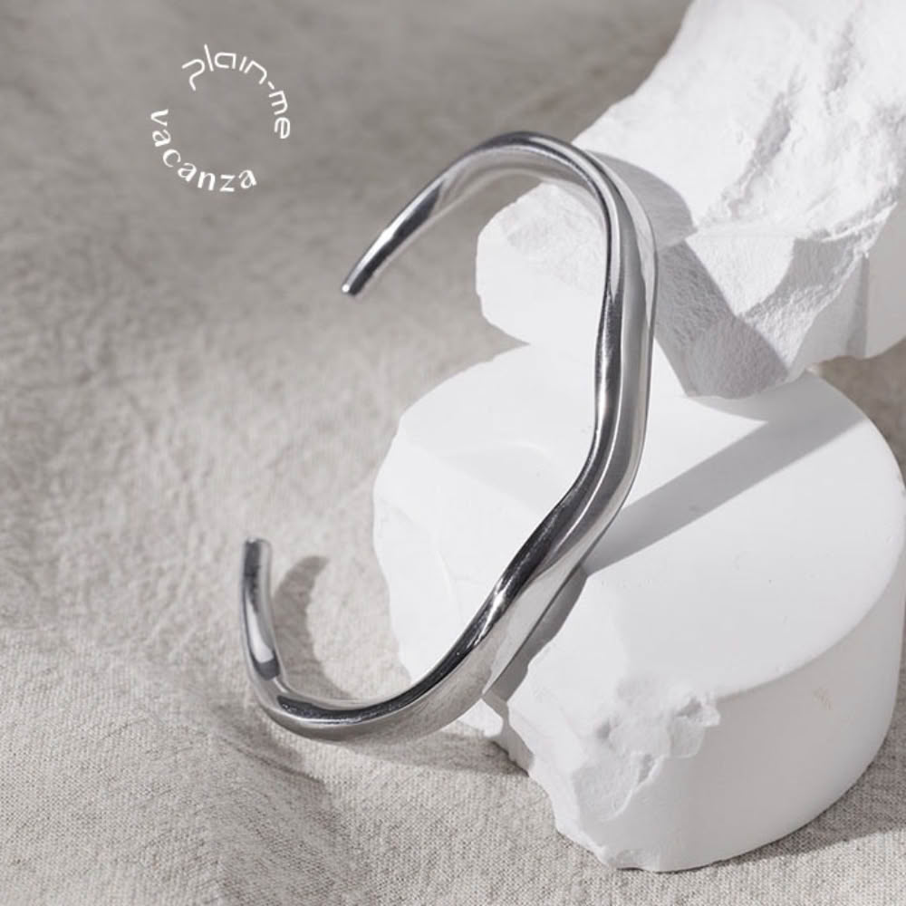 【vacanza】Plain-me聯名|剛柔並濟 流線波浪 316L醫療鋼飾品 純鋼手環(抗過敏 母親節禮物 生日禮物)