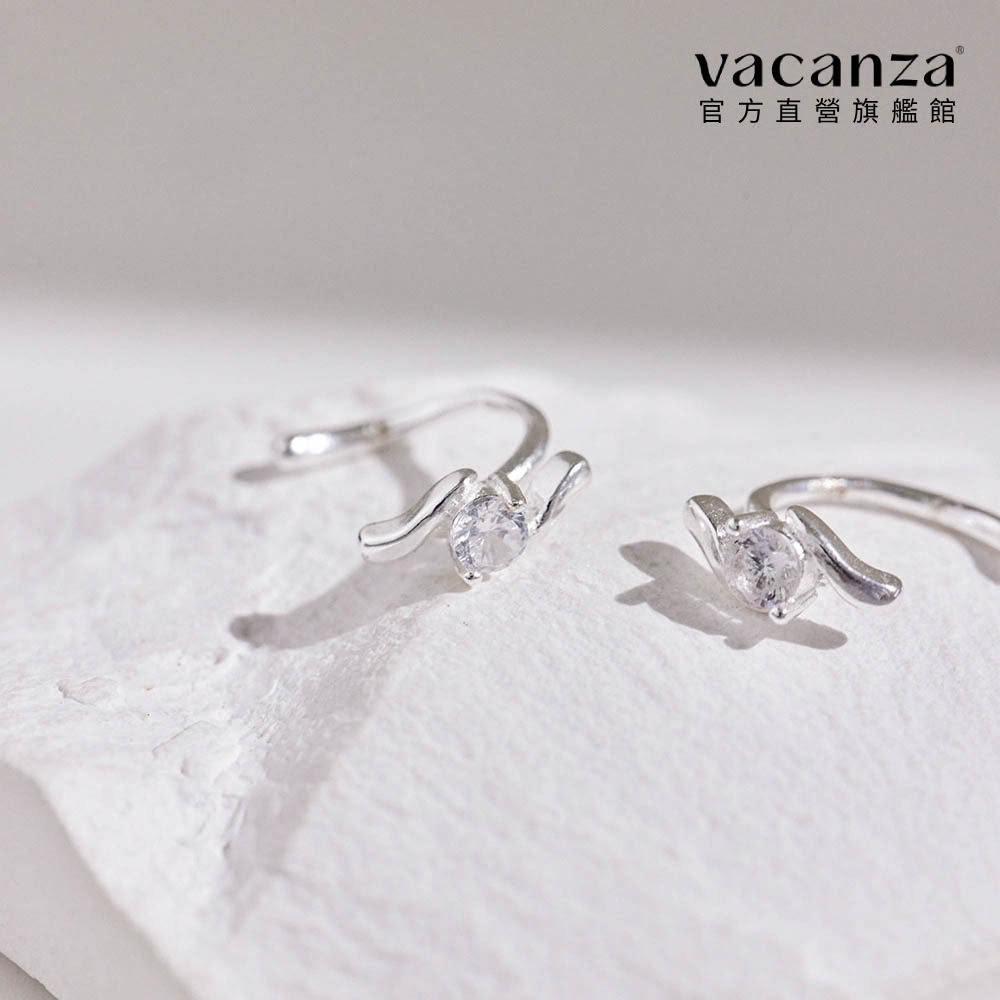 【vacanza】閃耀單鑽 925純銀飾品 純銀夾式耳環 耳夾(抗過敏 無耳洞專屬 生日禮物 絕版品)
