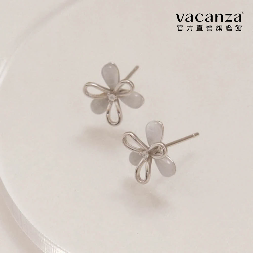 【vacanza】貓眼石花朵 925純銀飾品 純銀耳環(抗過敏 生日禮物)