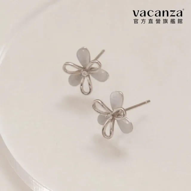 【vacanza】貓眼石花朵 925純銀飾品 純銀耳環(抗過敏 七夕禮物 生日禮物)