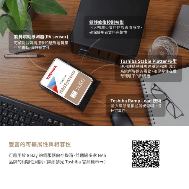 【TOSHIBA 東芝】N300系列 3.5吋 22TB 7200轉 512MB NAS內接硬碟(HDWG62CAZSTA)