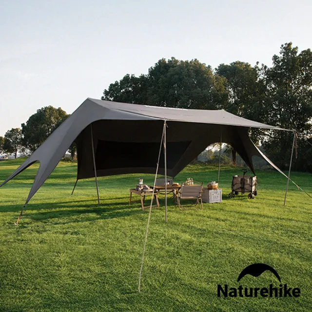 【Naturehike】云霄150D鈦黑膠防水遮陽天幕 附帳桿 960 WS023 (台灣總代理公司貨)