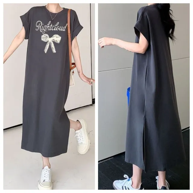 【ASister 小姊姊】momo限定★中大尺碼休閒洋裝☆必收顯瘦切袖連身裙(3款_多色_M-4XL #Flagship0027)