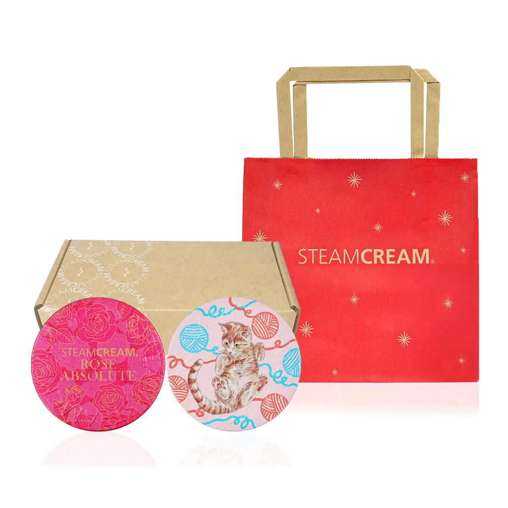 【STEAMCREAM 蒸汽乳霜】玫瑰萌貓彈潤情人組 75gx2入(情人節禮物/官方直營/高效保濕/純素保養)