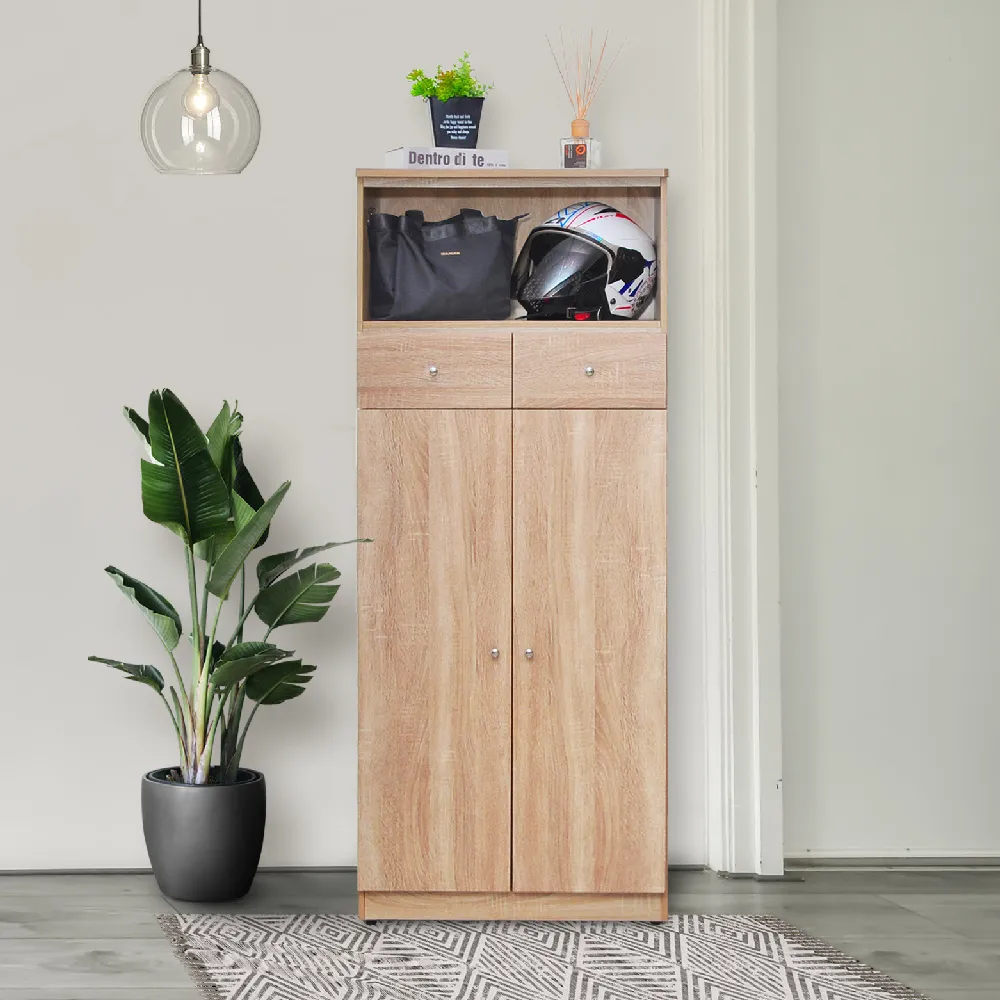 【原森道】2x5尺簡約風開放式單抽五層可調鞋櫃/玄關櫃(橡木色)