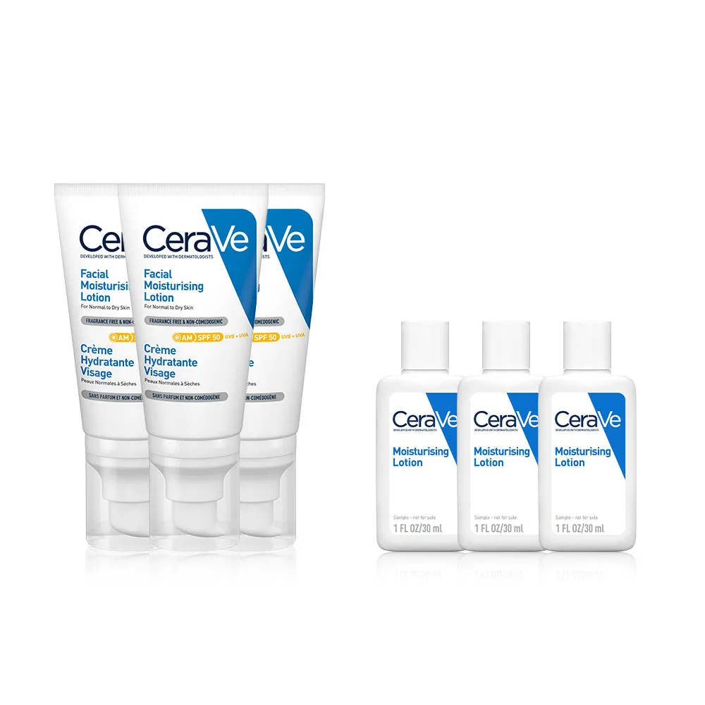 【CeraVe 適樂膚】養膚級防曬三入組★全效清爽修護防曬乳 SPF50 52ml
