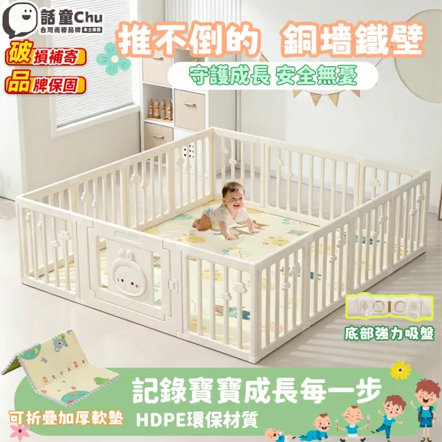【話童】兒童遊戲防撞護欄 180*200公分 折疊墊子 學步防護欄 寶寶圍欄 兒童圍籬 柵欄 地上圍欄 預售15天