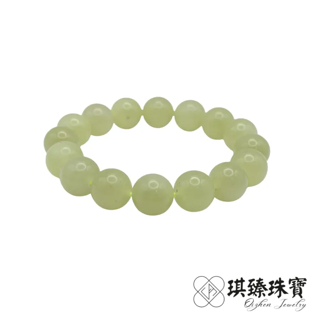 【琪臻珠寶】天然和田玉青海黃口料圓珠手珠手串(12mm_完美無裂紋_618狂歡節_限時搶購)