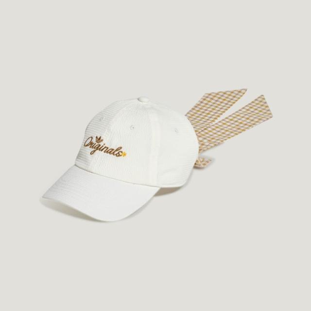 【adidas 愛迪達】Bowtie Cap 帽 白 蝴蝶結帽子 可拆 經典 泡泡紗(KX6984)