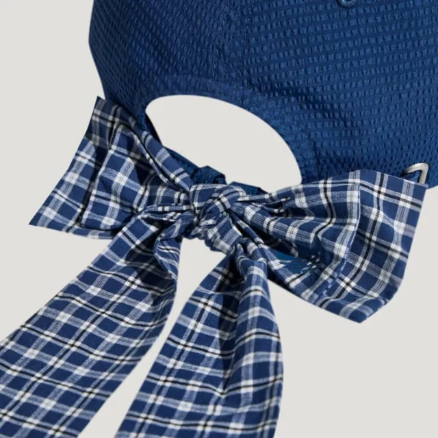 【adidas 愛迪達】Bowtie Cap 帽 深藍 蝴蝶結帽子 可拆 經典 泡泡紗(KX6985)