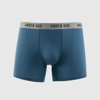 【Anden Hud】XXL 男款_吸濕排汗機能系列．長版腰帶平口內褲(深潛藍-AH黑灰緊帶)