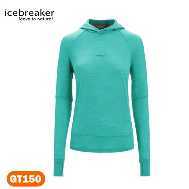 【Icebreaker】女 Meteroal Cool-Lite圓領連帽長袖上衣-GT150《天青藍》IB0A56EX