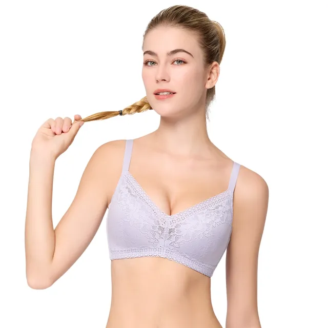 【Swear 思薇爾】Love myself系列B-E罩無鋼圈模杯蕾絲集中包覆女內衣(夕霧紫)