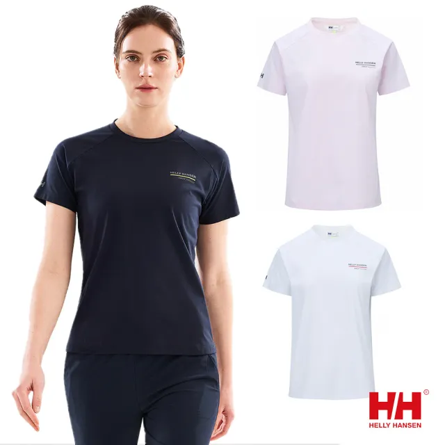 【Helly Hansen】女 ARCV 防曬 抗UV 涼感 短袖 上衣 深藍 粉紅 白