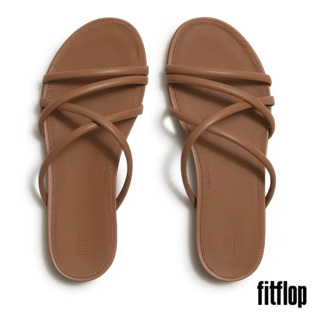 【FitFlop】GRACIE 皮革細帶涼鞋-女(古典棕褐色)