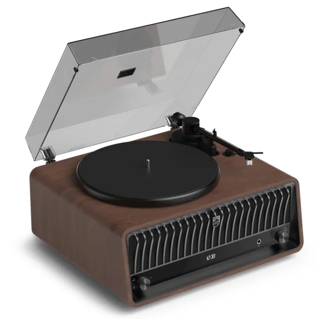【Philips 飛利浦】（買就送耳機）木質黑膠藍牙唱盤 The Tina｜TAV9000