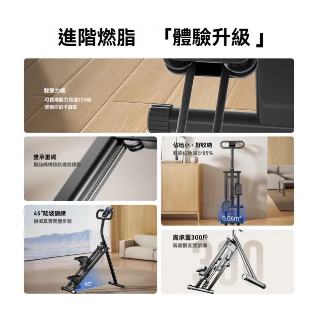 優易點 全新二代升級P3踏步機 雙阻雙繩爬樓機(可折疊 計數款 樓梯機 登山機 爬梯機)